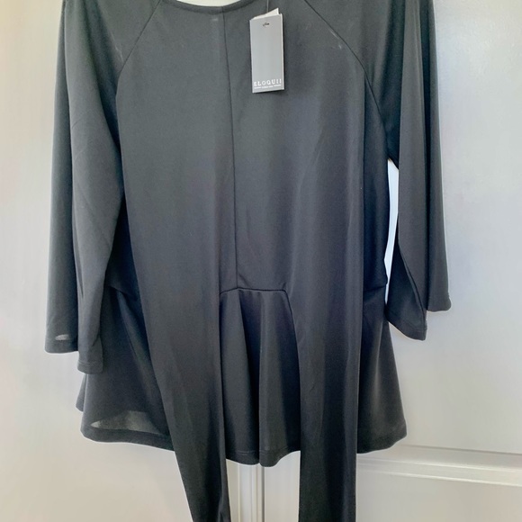 Black Eloquii Top, Stretch material & front tie sash.  Super slimming size 14/16 - Picture 3 of 8